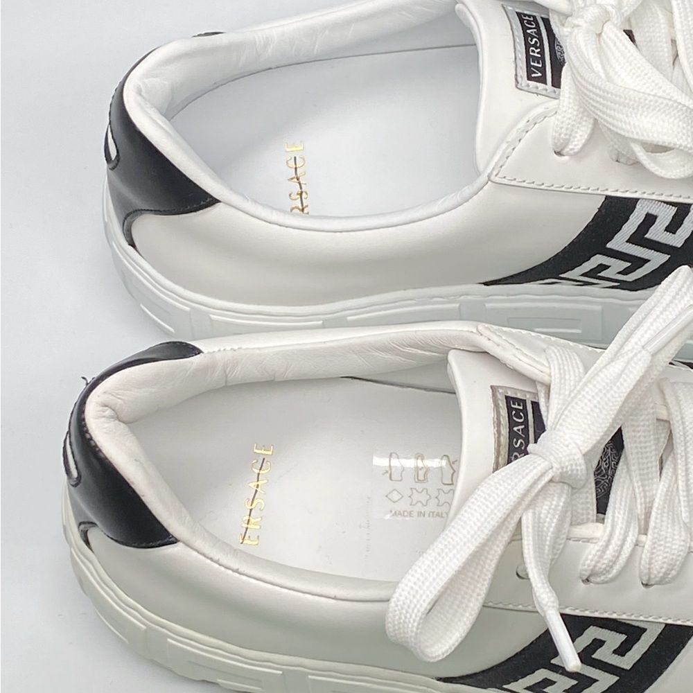 Versace La Greca Ribbon-Trim Leather Sneakers size 40 - Picture 6 of 13